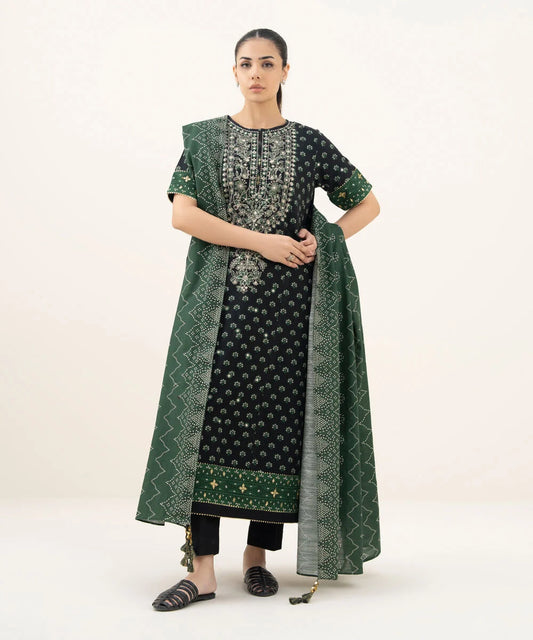 3 Piece - Embroidered Khaddar Suit