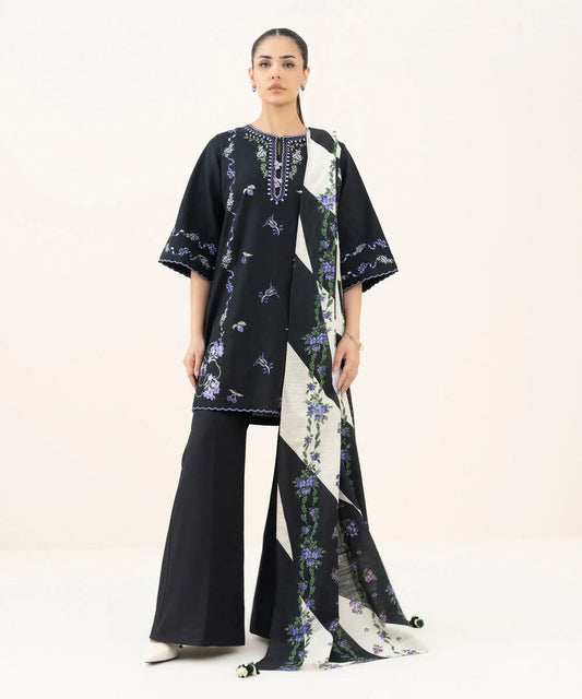 3 Piece - Embroidered Khaddar Suit