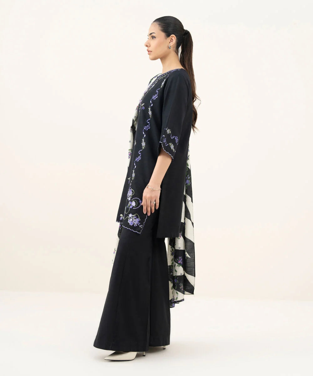 3 Piece - Embroidered Khaddar Suit