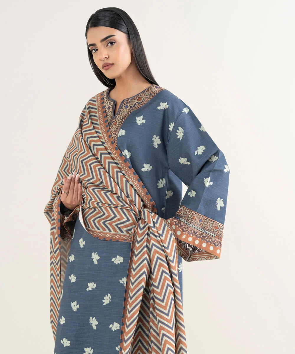 3 Piece - Printed Khaddar Suits