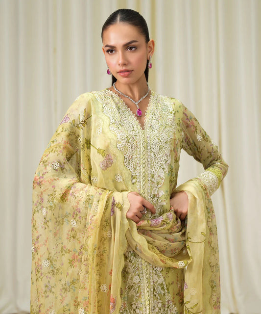 3 Piece - Embroidered Chiffon Suit