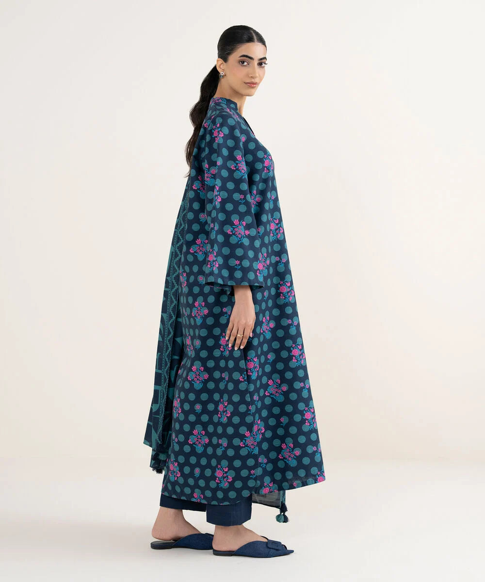 3 Piece - Printed Khaddar Suit