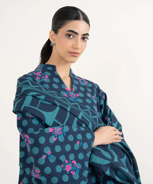 3 Piece - Printed Khaddar Suit