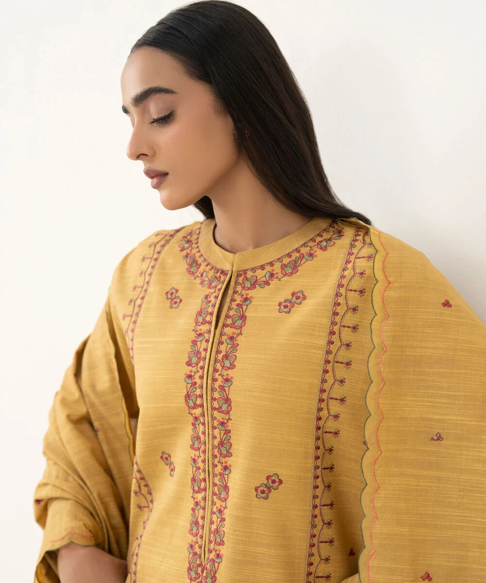 3 Piece - Embroidered Khaddar Suits