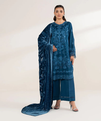 Embroidered Viscose Raw Silk Suit