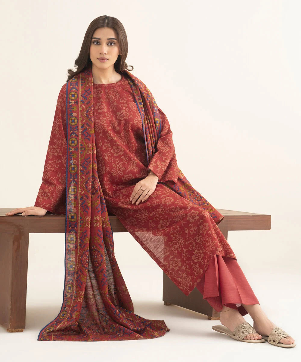 3 Piece - Printed Khaddar Suit