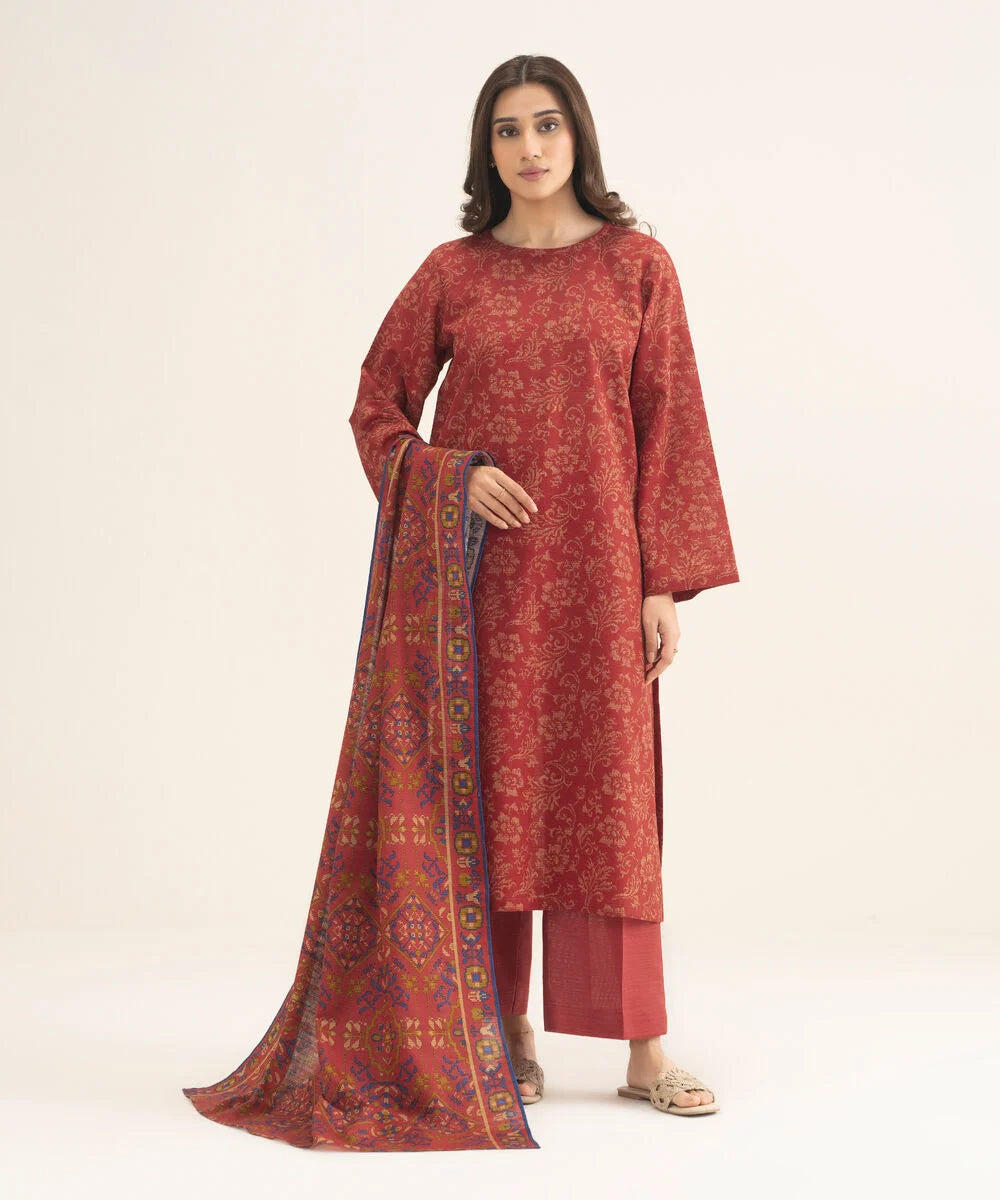 3 Piece - Printed Khaddar Suit