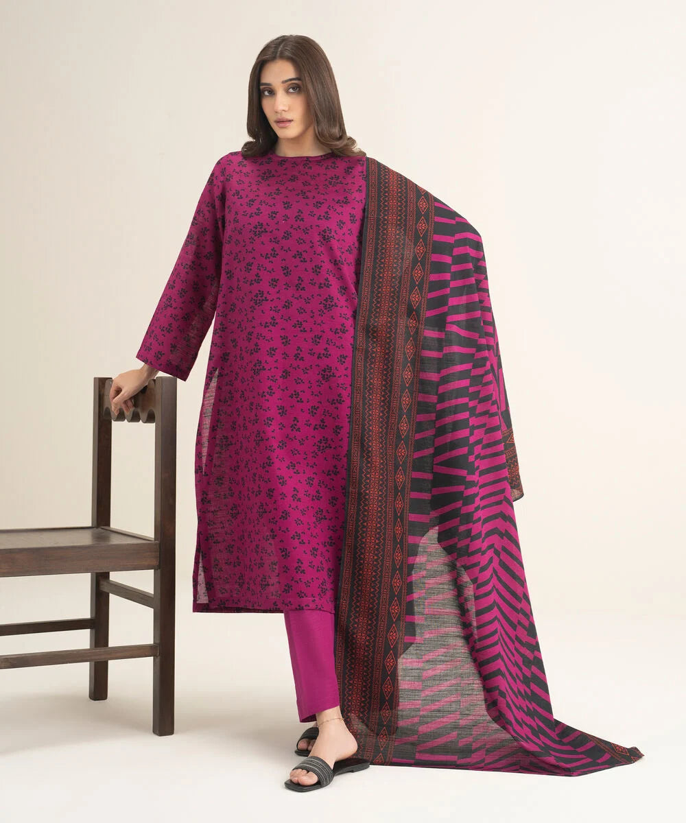 3 Piece - Printed Khaddar Suit