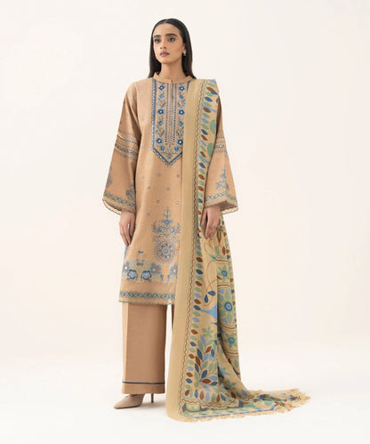 3 Piece - Embroidered Khaddar Suit