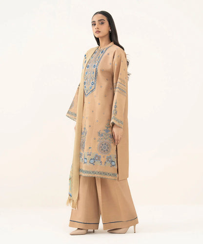 3 Piece - Embroidered Khaddar Suit