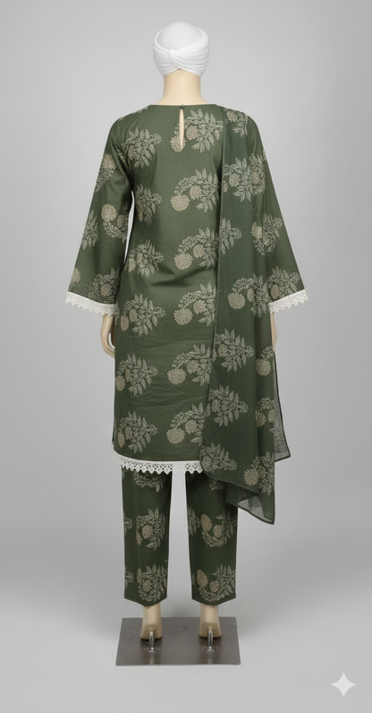 Enchanted Forest Print 3-Piece Lawn Suit.