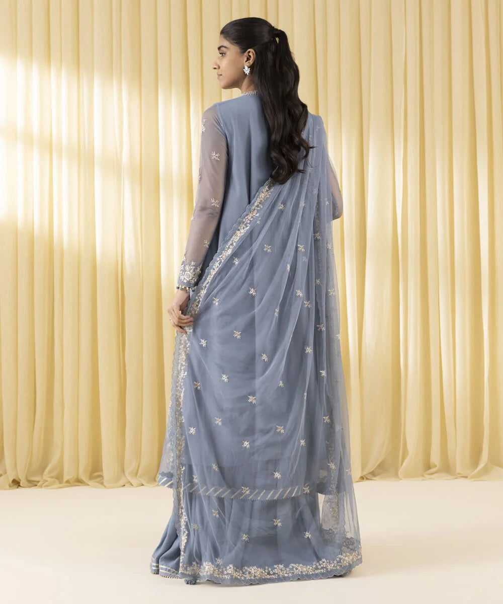 3 Piece - Embroidered Net Suit.