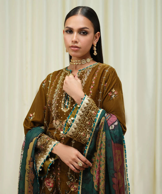 3 Piece - Embroidered Velvet Suits