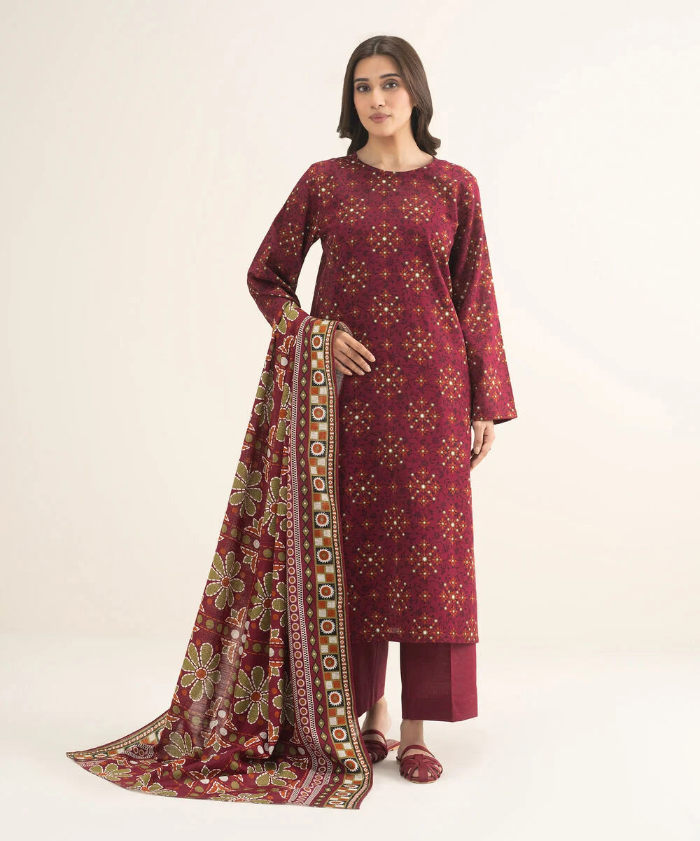 3 Piece - Printed Khaddar Suit