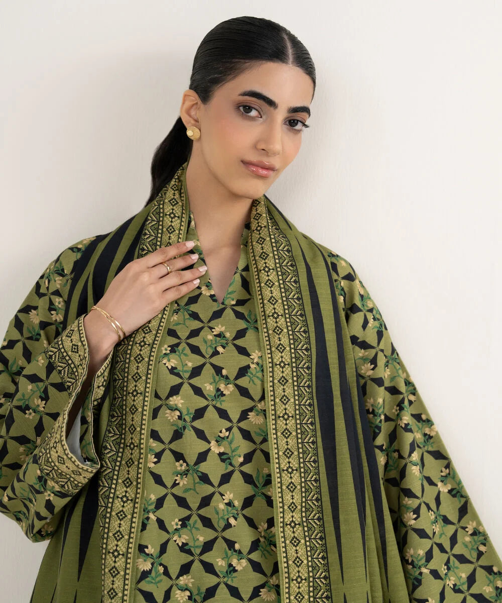 3 Piece - Printed Khaddar Suits