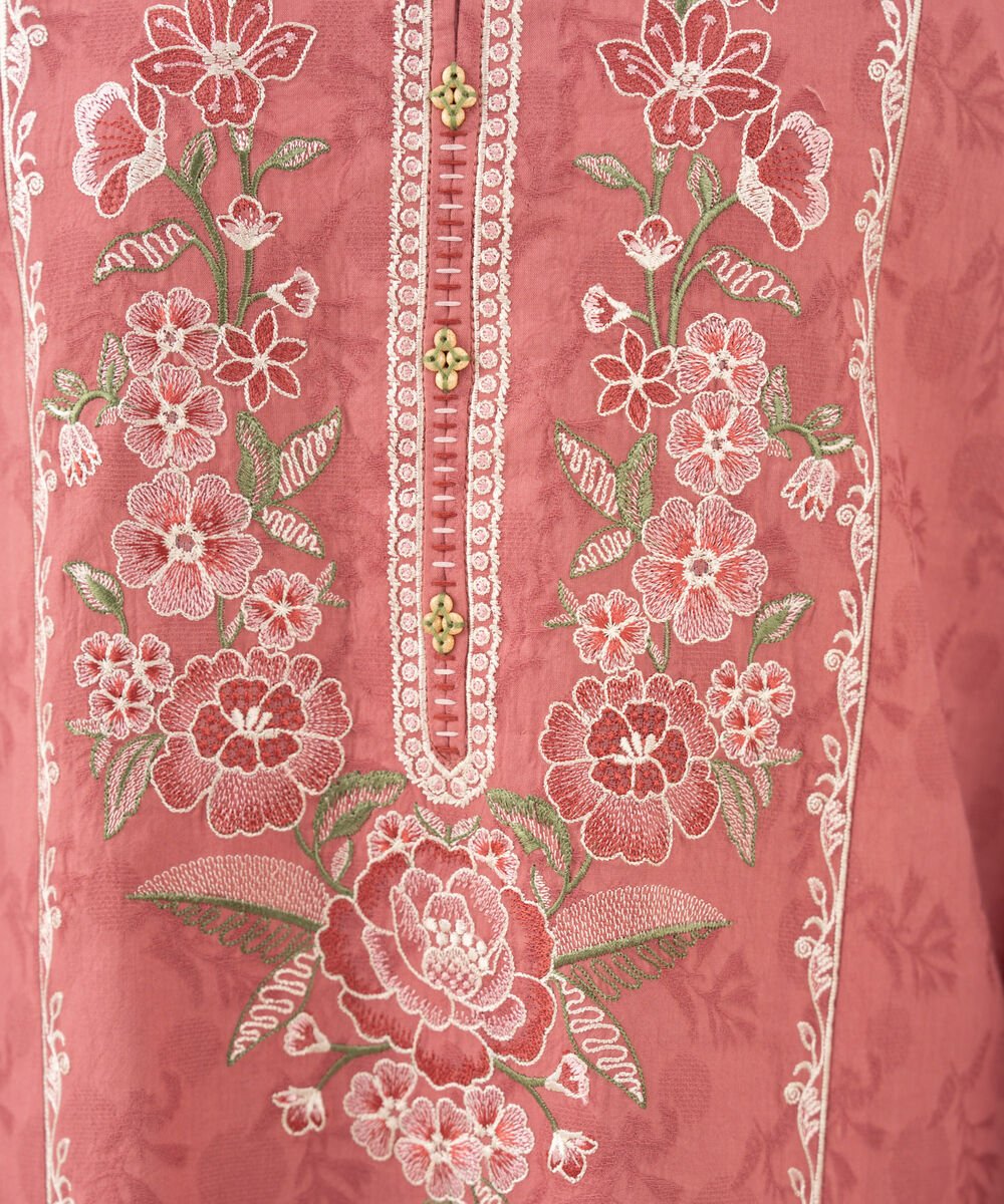 3 Piece - Embroidered Cotton Jacquard Suit