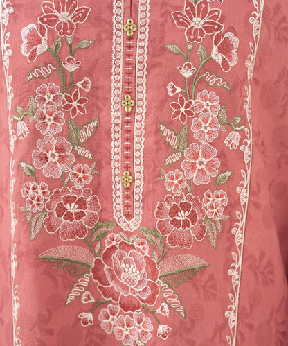 3 Piece - Embroidered Cotton Jacquard Suit
