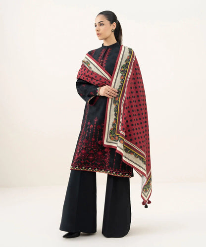 3 Piece - Embroidered Cotton Jacquard Suit