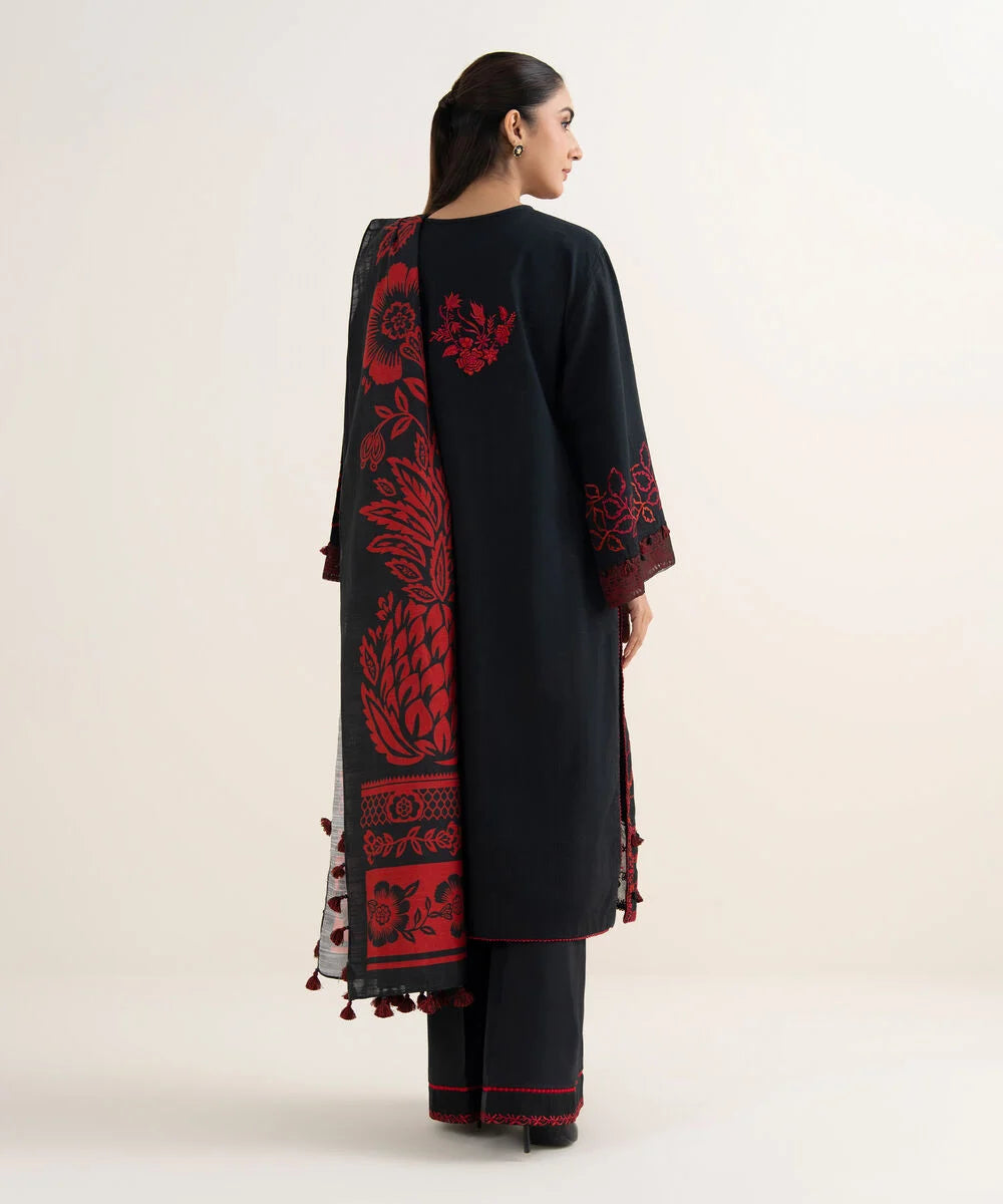 3 Piece - Embroidered Dobby Suit