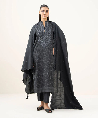 3 Piece - Embroidered Khaddar Suit