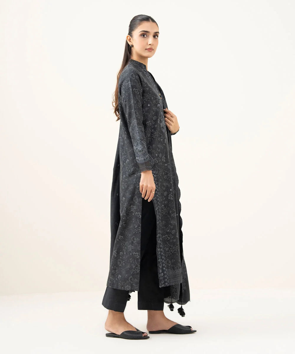 3 Piece - Embroidered Khaddar Suit