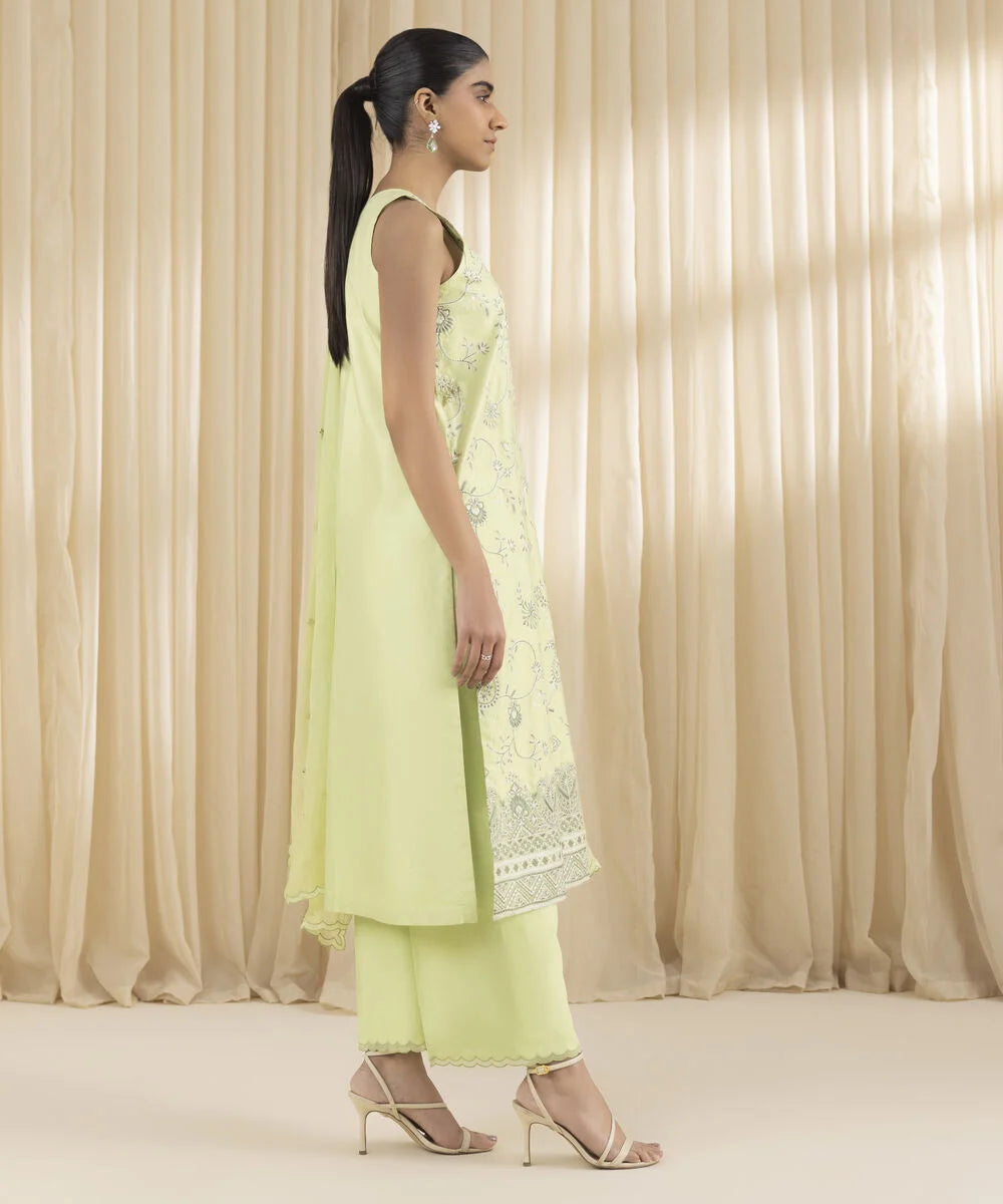 3 Piece - Embroidered Net Suit.