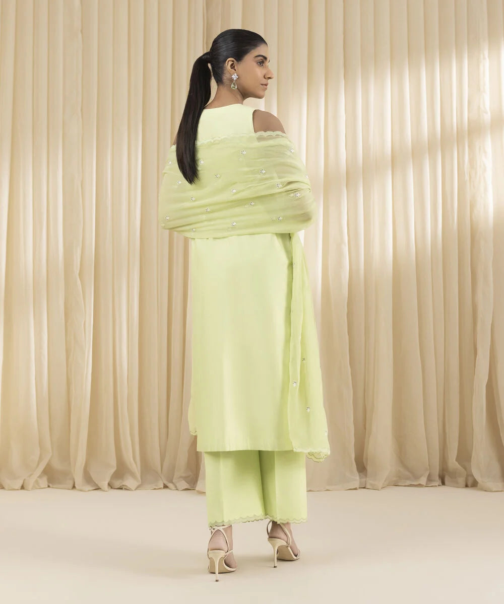 3 Piece - Embroidered Net Suit.