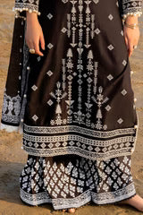 3 Piece Unstitched Embroidered Lawn Suit with Lacquer Printed Denting Lawn Dupatta